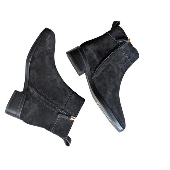Tory Burch Everly Black Suede Ankle Boots 6 - Picture 5 of 11